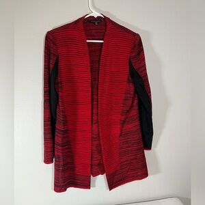 Ming Wang M Red and Black Striped Women's‎ cardigan